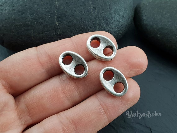Link Connector Charms Silver Bracelet Connectors Bracelet Finding Large Hole Connectors Large Chain Link Charms Silver Jewelry 4 Pc