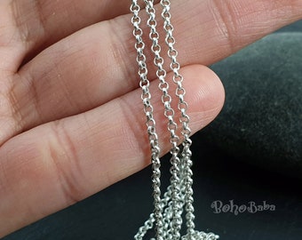 Silver Rolo Chain, Silver Chain, Silver Plated Chain, Unsoldered Link, Necklace Chain, Bracelet Chain, Belcher Chain, 2mm Rolo Chain