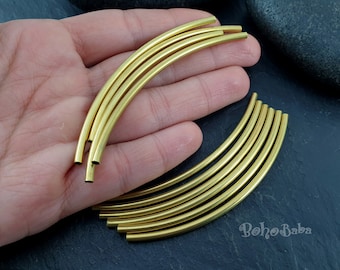 Tubos curvos de latón, abalorios de tubo de latón, tubo espaciador, tubos de latón crudo, 80 mm, abalorios de tubo liso, espaciadores de abalorios de tubo, fornituras de joyería de latón, 10 piezas