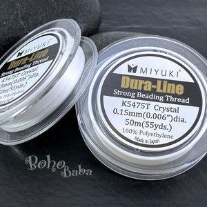 Miyuki Strong Beading Thread, K5475T Crystal, 0.15mm, Original Miyuki Dura-Line, 50 Meters Spool