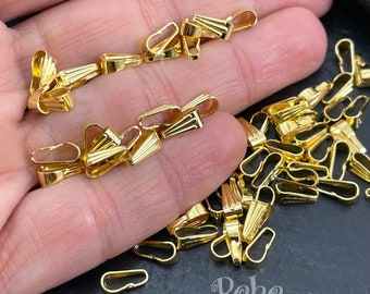 Bail, 100 Silver Plated Brass 6.5x4mm Y Style Snap On Pendant Bails Bail, 100 Silver Plated Brass 6.5x4mm Y Style Snap On Pendant Bails
