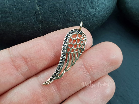 Angel wing charms for necklaces hot sale