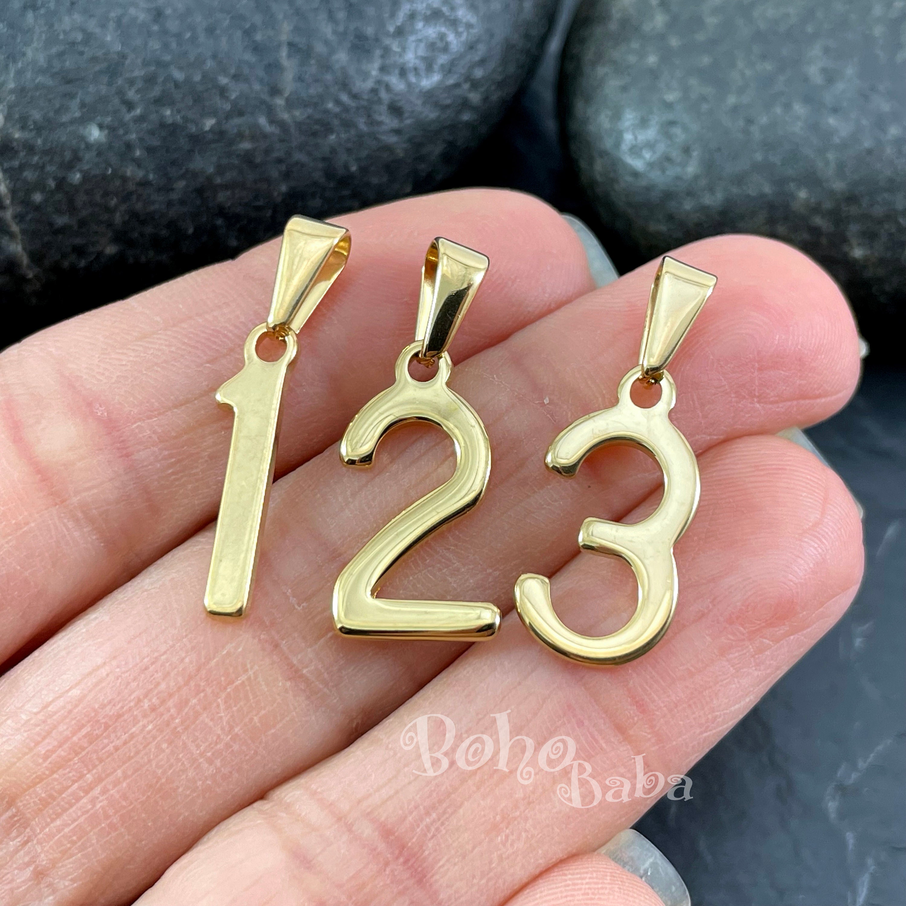 Gold Plated Number Charms Large Gold Number Charms With Bail Etsy