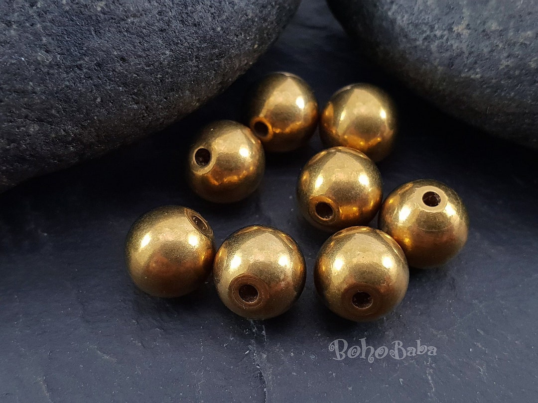 Solid Brass Balls, 10mm, Raw Brass Jewelry, Ball Spacer Beads, Weighty Beads, Raw Brass Balls