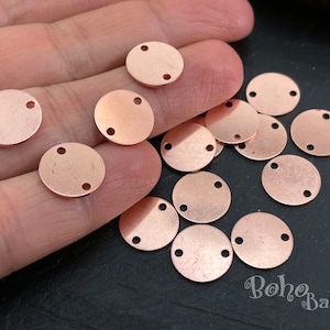 Copper Stamping Tags, Copper Disc Connectors, 12mm Disc Charms, Geometric Jewelry, Raw Copper Jewelry Findings, 15Pc