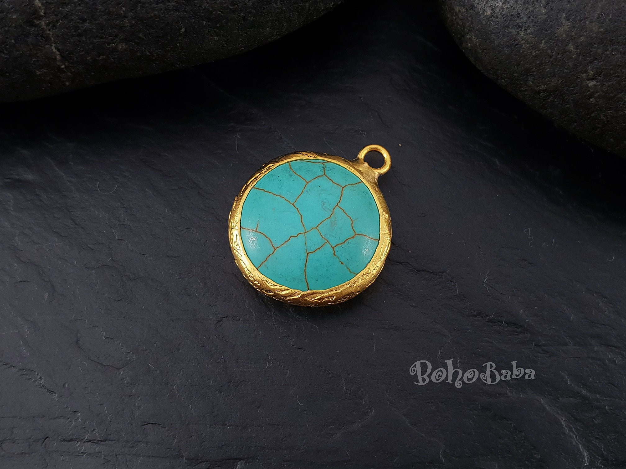 Ria Turquoise Pendant & Chain - Gold Plated main image 1