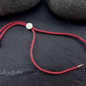 Verstellbare Schnurarmband Rohlinge mit Schiebe Silber Verschluss, Schnur Armband Verbinder, 2mm Freundschaftsband