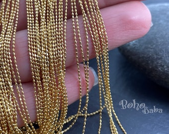 Gold Plated Facet Ball Chain: Delicate 0.90mm