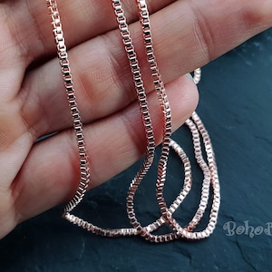 Rose Gold Box Chain, Dainty Rose Gold Necklace Chain, Bracelet Chain, 2mm Box Chain