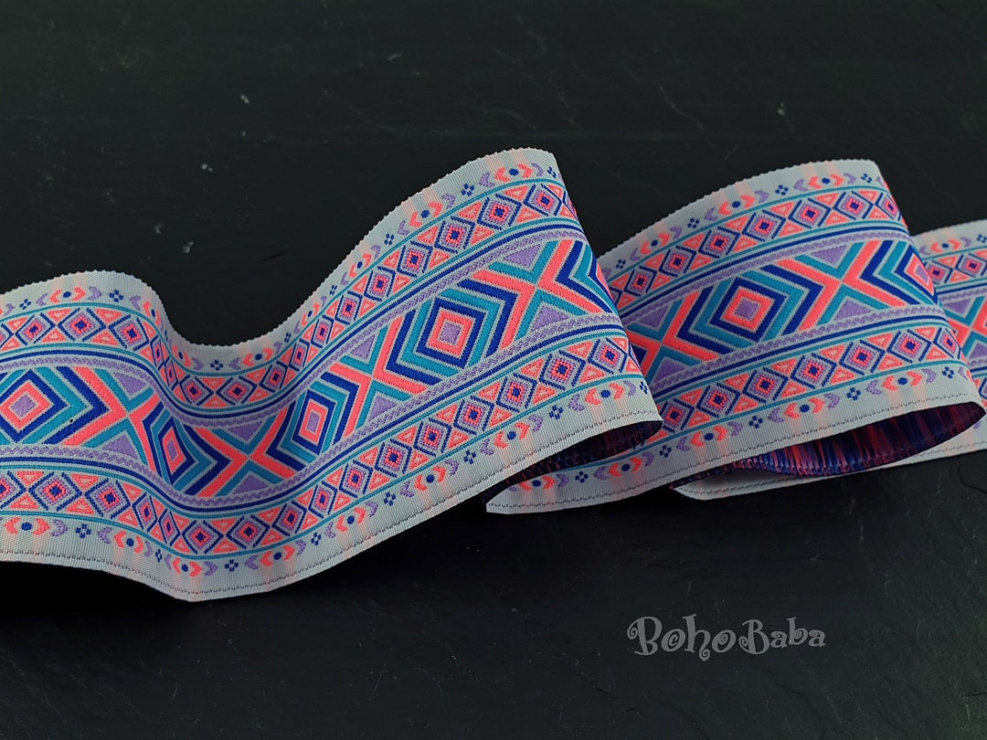 Trival Ribbon Tribal Pattern Ribbon, Jacquard Ribbon, Wide Trim, 50mm Wide, Jacquard ...