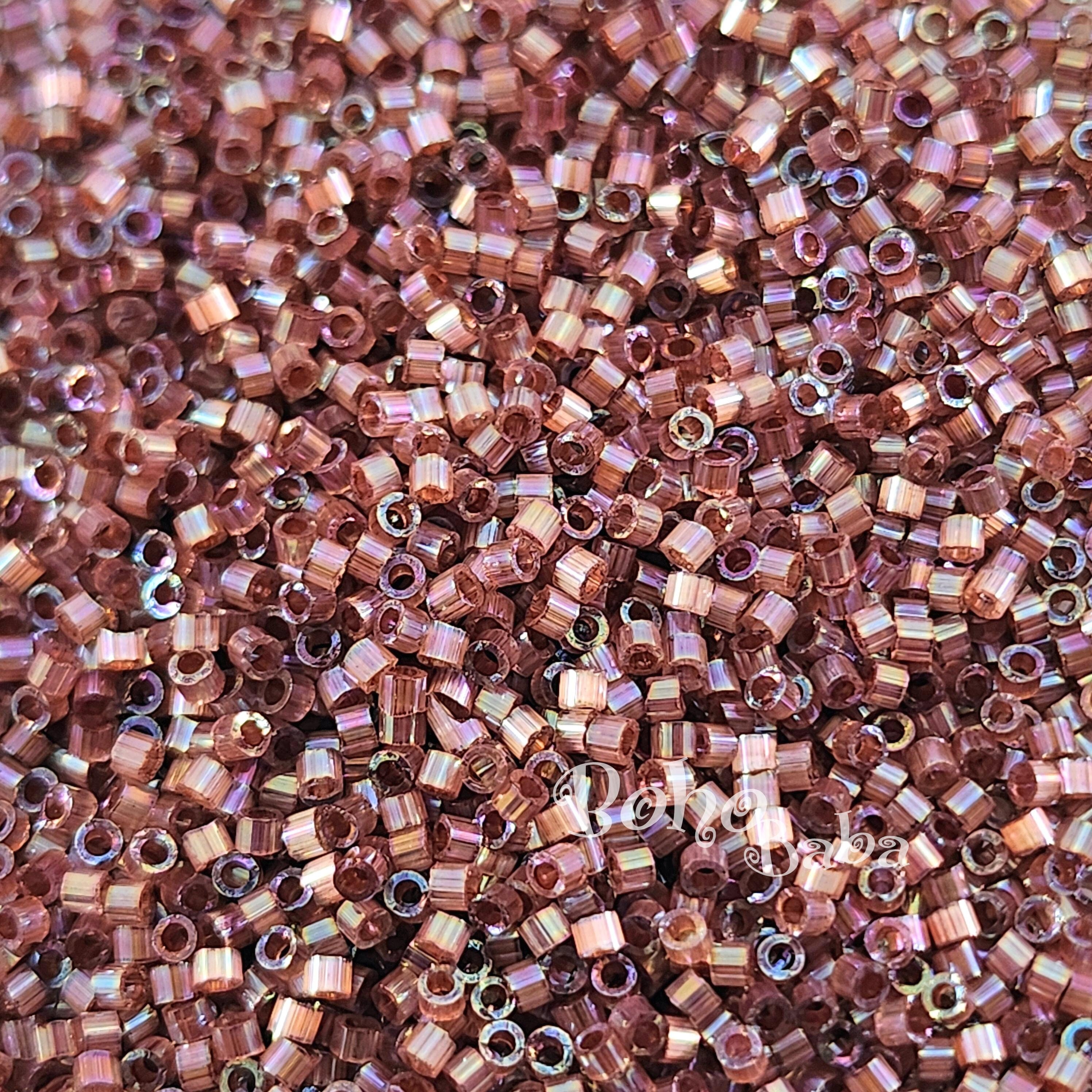 Miyuki Delica Beads, 11/0 DB1878 Rose Topaz AB Silk Inside Dyed, 5