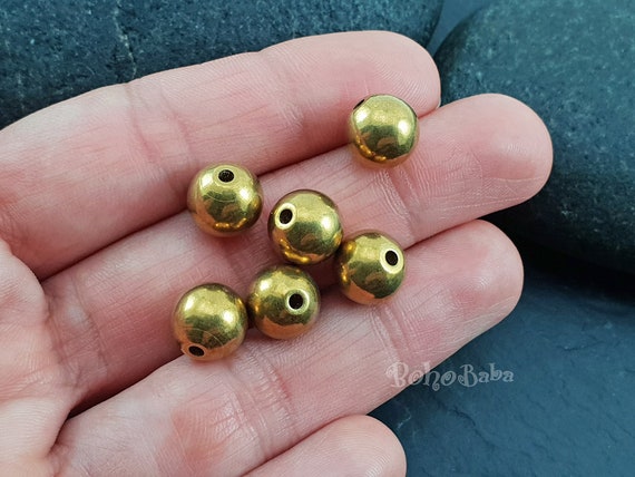 Solid Brass Balls, 10mm, Raw Brass Jewelry, Ball Spacer Beads