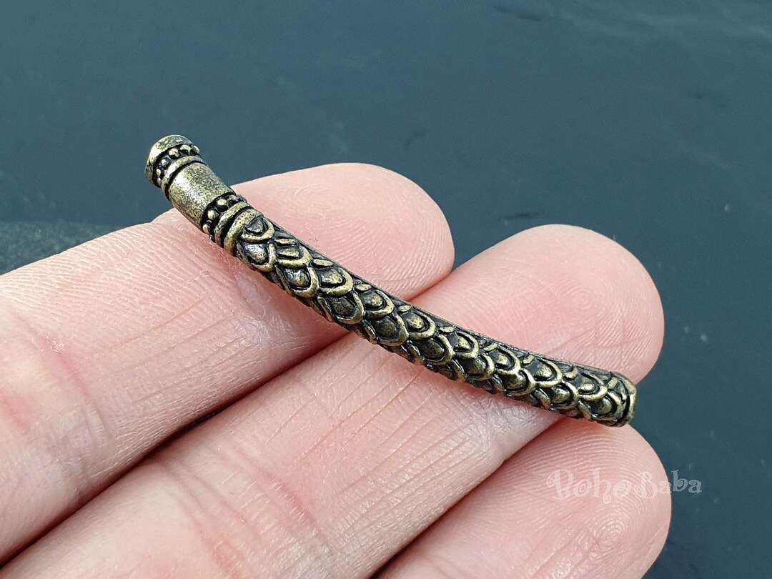 Bronze Curved Bar Bead, Bronze Tube Spacer, Bracelet Beading Tube Bar