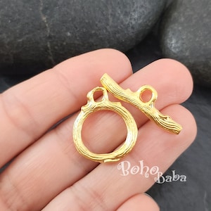 Matte Gold Plated Large Toggle Clasp Set, Gold Necklace Clasp Findings, Ring T-Bar Clasp, Gold Jewelry