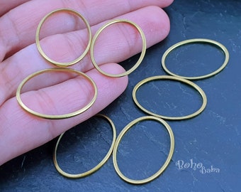 Brass Oval Hoop Connectors, Brass Oval Charms, Brass Hoops, Brass Earring Findings, Raw Brass Oval Charms, Bracelet Connector Charms, 20 Pc