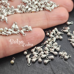 Antique Silver Plated Tiny Teardrop Charms, Mini Silver Drop Charms, Chain Extender Drops, Silver Jewelry UK Supplies, 40 Pc