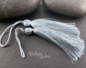 Light Gray Silk Tassel, Thread Tassel, Tassel Findings, Tassel Pendant, Jewelry Supplies, Tassel Jewelry, 2pc