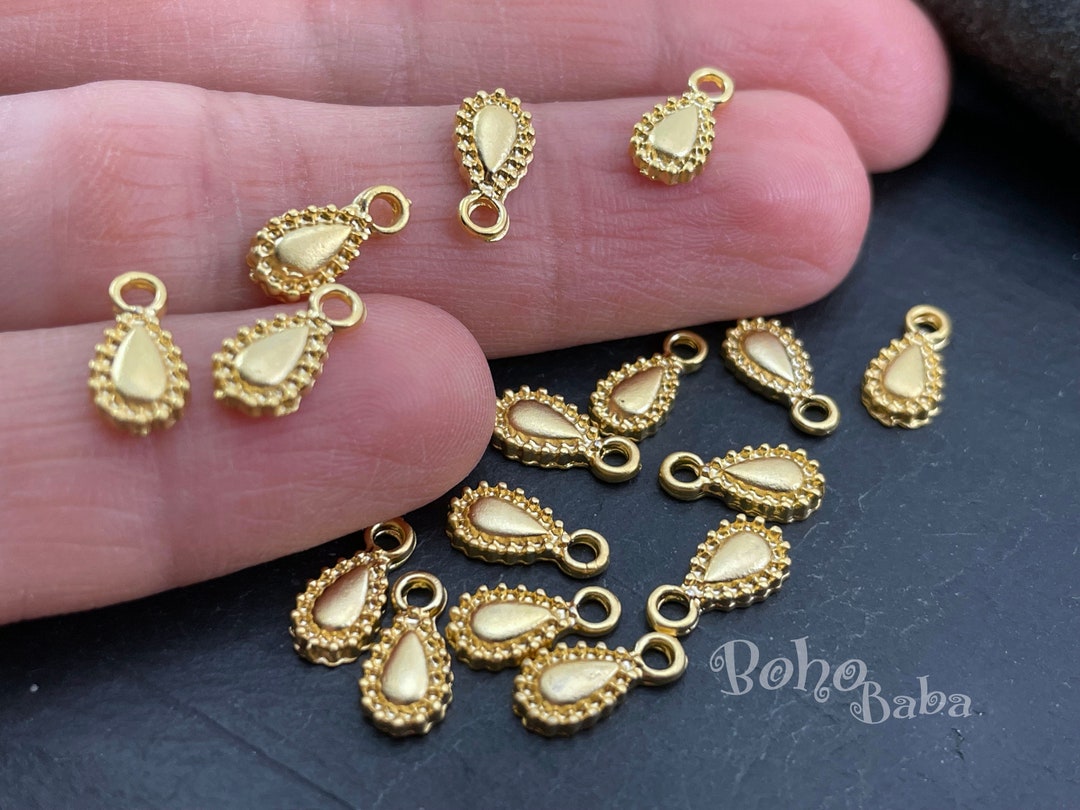Gold Drop Charms Mini Silver Charms Beading Charms Tiny Etsy