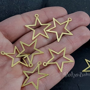 Encantos de estrella de latón crudo, encantos de estrella de latón, encantos de mini estrella, hallazgos de latón, encantos de estrella, colgantes de estrella, 40 piezas