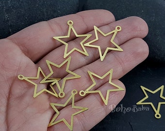 Raw Brass Star Charms, Brass Star Charms, Mini Star Charms, Brass Findings, Star Charms, Star Dangles, 40 Pc