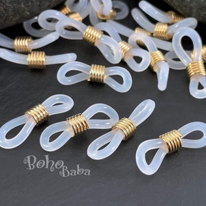 Eye Glass Holder Ends, Opaque Rubber Eyeglasses Chain Holders, Eyeglass Replacement Loops for Glasses Chains, 20 pcs