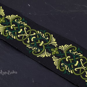 Ruban tissé brodé, large bordure, ruban jacquard, bordure jacquard, 32 mm de large, ruban ethnique, ruban à motif floral