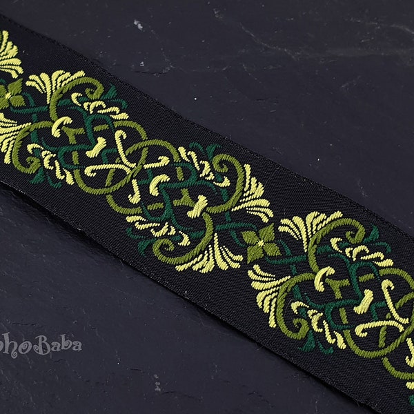 Embroidered Woven Ribbon, Wide Trim, Jacquard Ribbon, Jacquard Trim, 32mm Wide, Ethnic Ribbon, Floral Pattern Ribbon