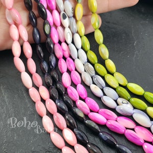 Mother of Pearl Colored Beads, Natural Freshwater MOP Rice Beads