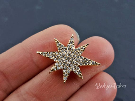 North Star Charms, North Star Bracelet, North Star Necklace, Gold North Star, Zircon North Star, Dainty North Star, Pave North Star