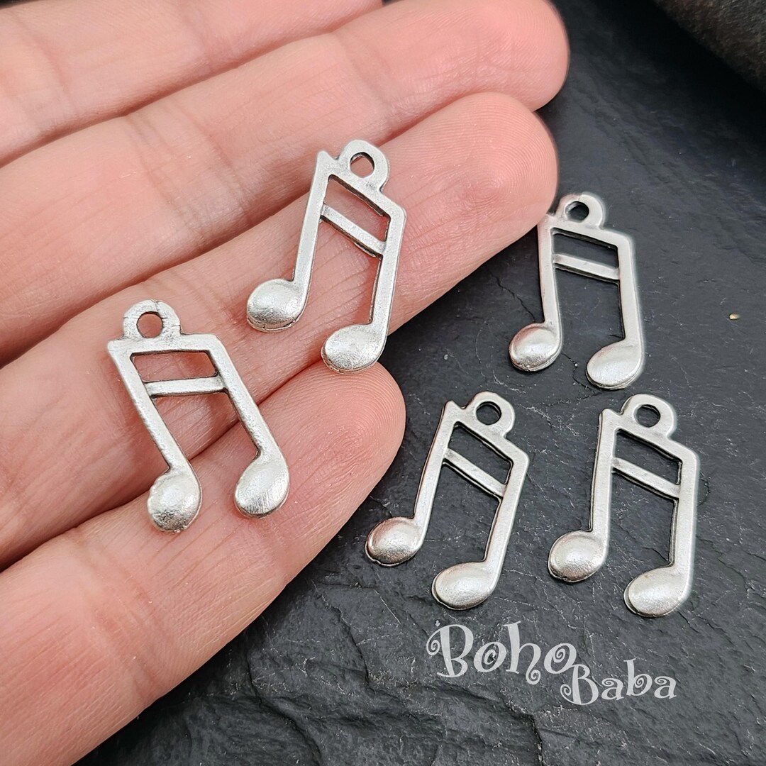 Note Charms Antique Silver Plated Music Note Charms, Musical Note Charms, 10 Pc - Etsy