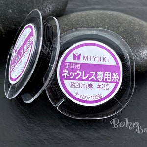 Miyuki Waxed Beadwork Thread, Black Beading Cord, 0.2mm Original Miyuki Beading Cord, 20 Meters Spool