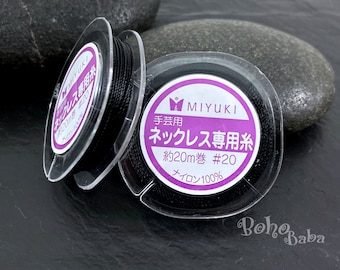 Miyuki Waxed Beadwork Thread, Black Beading Cord, 0.2mm Original Miyuki Beading Cord, 20 Meters Spool