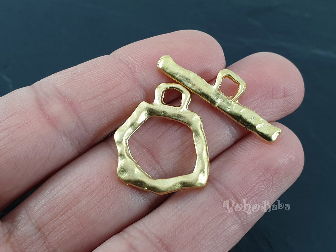 Gold Toggle Clasp Set, Gold Loop Clasp, Tibetan Necklace Clasp, Ring T ...