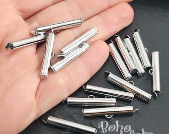 Tubos deslizantes Miyuki chapados en platino, clips deslizantes Miyuki de 26 mm, conectores de tubos para tejido de cuentas de semillas, cierres de cadena de bolas, 6 piezas