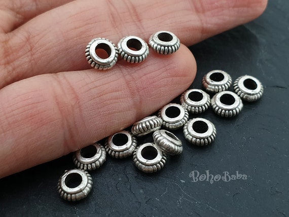 Silver Spacer Beads, Mini Saucer Beads, Round Beads, Jewelry Spacers, Mini  Silver Beads, Spacer Beads, Silver Donut Beads, 15 Pc