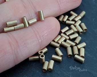 Raw Brass Tube Beads, Tiny Spacer Findings (20 Pc)