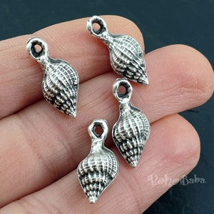 Muschel Charms, 4 Stück Silber Muschel Charms, Mini Muschel Charms,