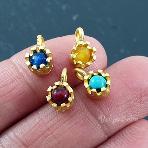 Gold Drop Charm, Mini Gemstone Birthstone Charm, Birthstone Necklace Findings, Birthstone Jewelry image 2
