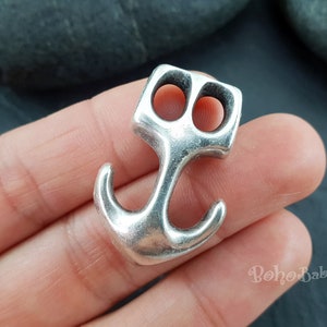 Silver Anchor Clasp, Large Hook Clasps, Anchor Bracelet, Leather Clasp Findings, Cord Clasps, Men&#39;s Bracelet, Nautical Jewelry, 2 Pc