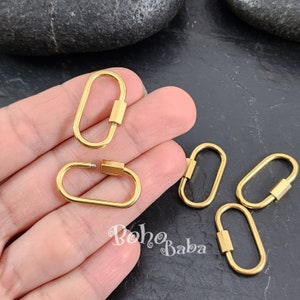 Gold Oval Carabiner Clasp, 26mm Stainless Steel Carabiner Screw Lock Charms, Necklace Carabiner Clasps, Bracelet Findings