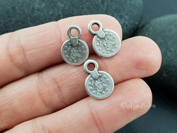12 Pc, Mini Coin Charms, Antique Silver Coins, Mini Coin Charms, Turkish  Jewelry, Rustic Coins, Coin Pendants, Coin Findings, Coin Charms