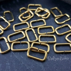 Rectangle Jump Rings, Rectangle Connectors, Raw Brass Jump Rings, Open Jump Ring, Brass Jump Ring, Raw Brass Jewelry Finding, 40 Pc