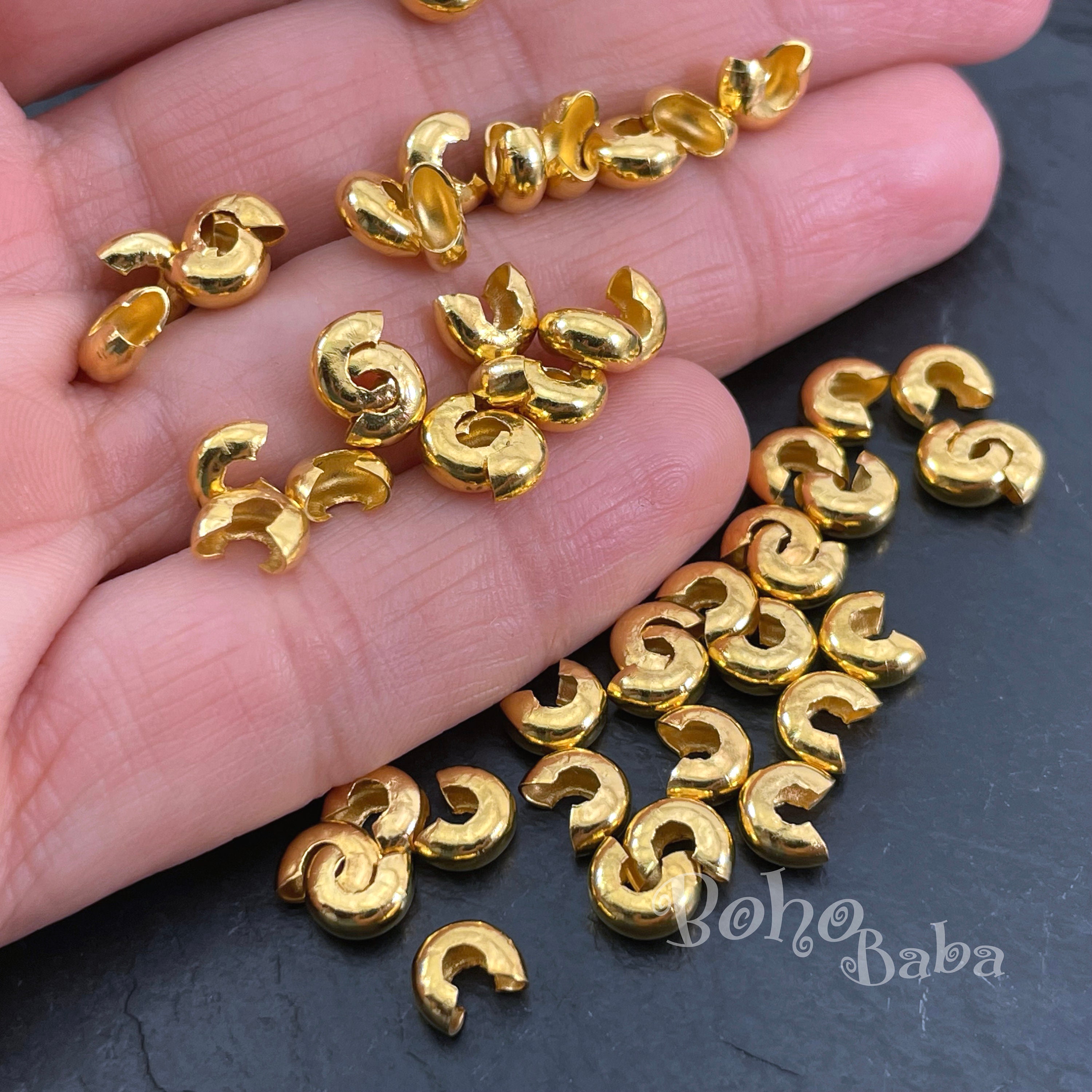 Terminali Per Cordone 8 Pezzi - Cappucci In Metallo Dorato Con Viti Per Nappe E Fai Da Te