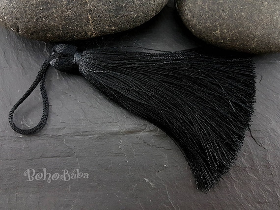 Black Tassel, Large Tassel, Silk Tassel, Silk Thread Tassel, Pendant Tassel Findings, Tassel Necklace, Jewelry Supplies, Tassel Jewelry, 1pc