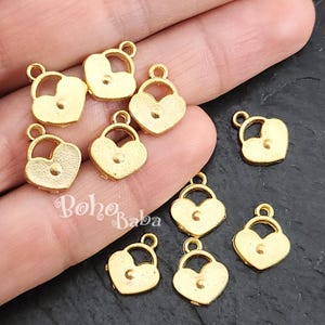 Matte Gold Plated Tiny Heart Charms, 5 Pc