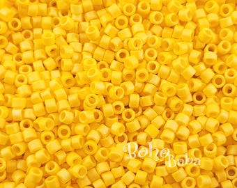 Perline Miyuki Delica, 11/0 DB1592, giallo canarino opaco AB, 5 grammi