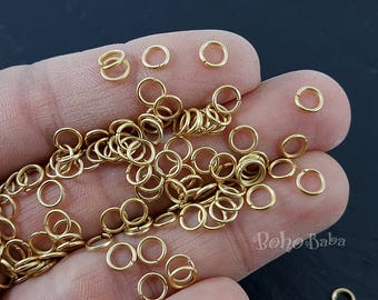 Gold Open Jump Rings, 5mm Jump Rings, Gold Plated Brass Jump Rings, 100pc