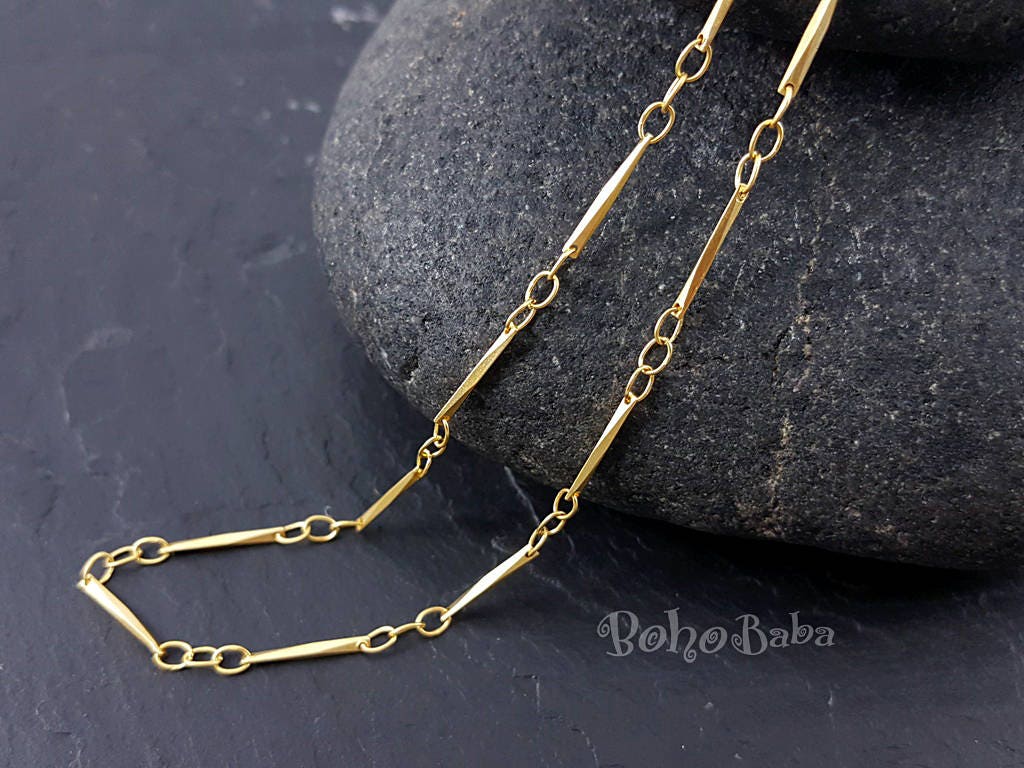 Gold Chain 1 Meter Gold Plated Chain Gold Bar Chain Gold Etsy UK