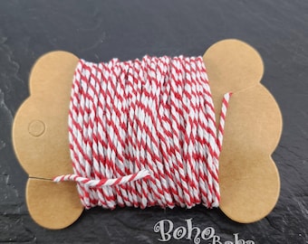 Jewelry Making Cords, Martenitsa Bracelet Cord, Red and White Cotton Cords