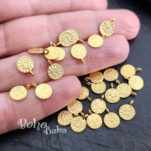 Mini Coin Charms, Gold Coins, Turkish Jewelry, Rustic Coins, Coin Pendants, Coin Findings, Coin Charms, Ottoman Coin Charms, 15 Pc